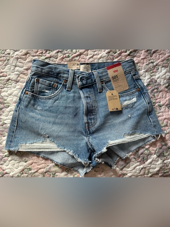 Levi's Pants - Levi's Light Blue Distressed High-Rise Jean Shorts